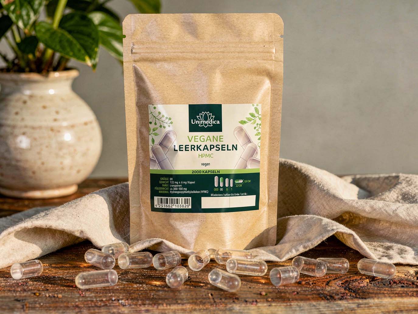 Empty capsules, separated - HPMC - Size 00 - vegan - 2,000 pieces - from Unimedica